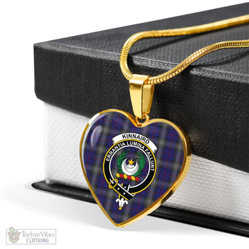 Kinnaird Tartan Heart Necklace with Family Crest