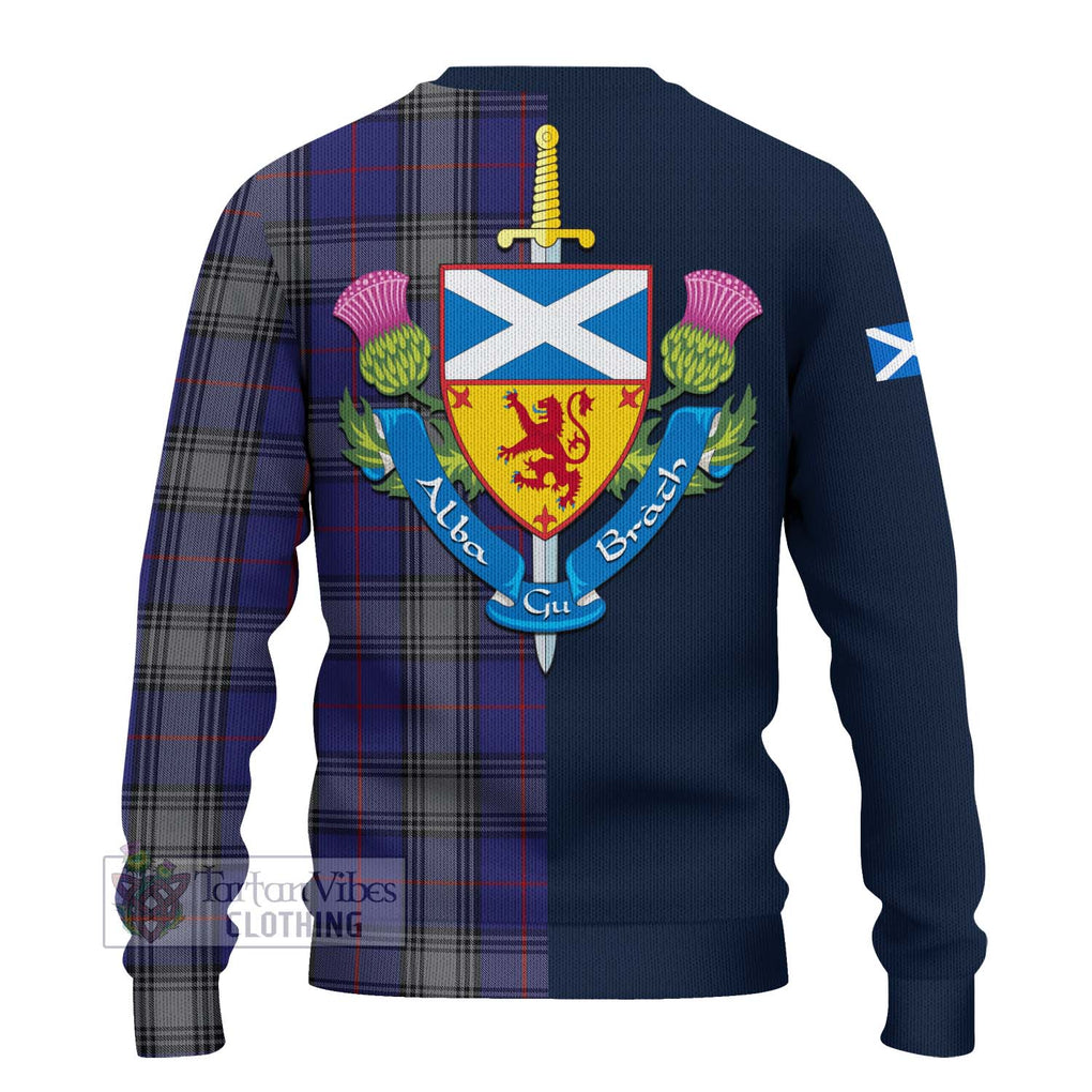 Tartan Vibes Clothing Kinnaird Tartan Knitted Sweater with Scottish Lion Royal Arm Half Style