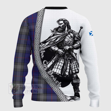 Kinnaird Tartan Clan Crest Knitted Sweater with Highlander Warrior Celtic Style