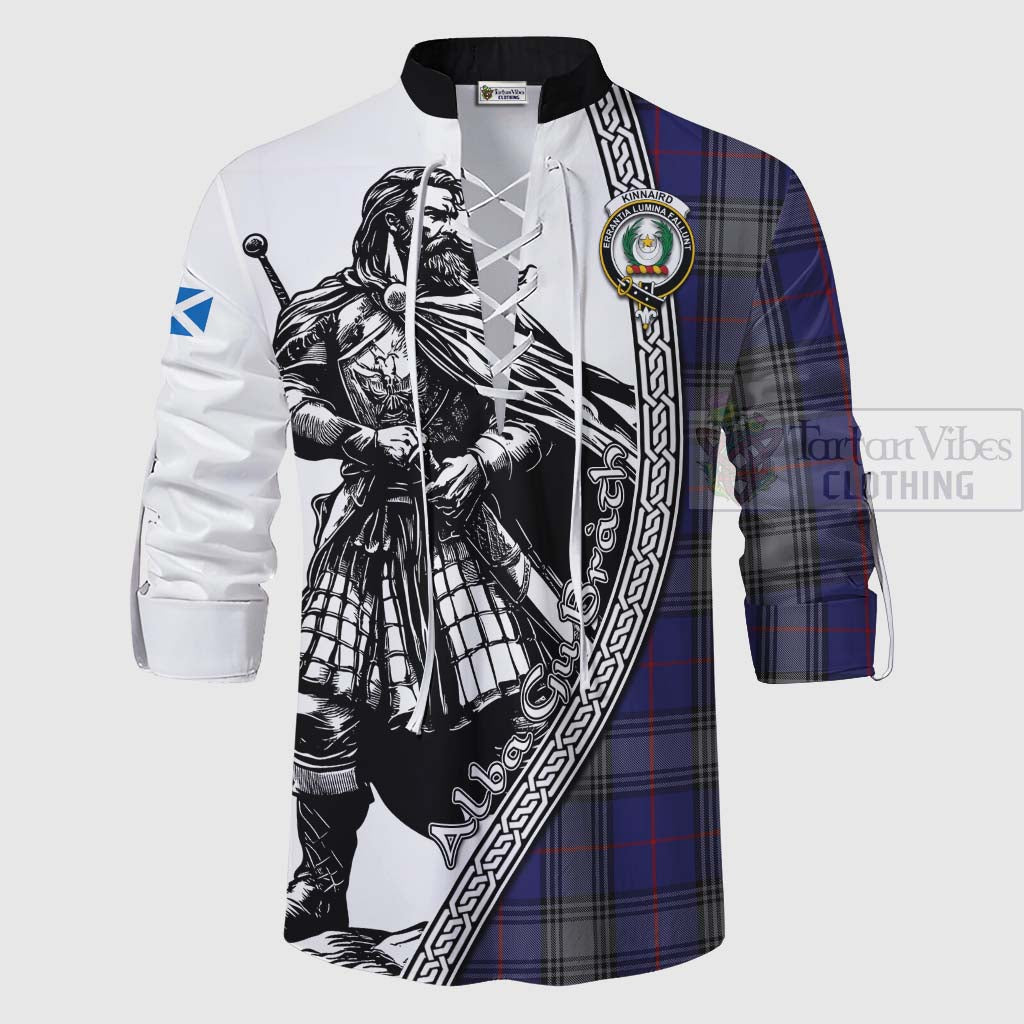 Tartan Vibes Clothing Kinnaird Tartan Clan Crest Ghillie Kilt Shirt with Highlander Warrior Celtic Style