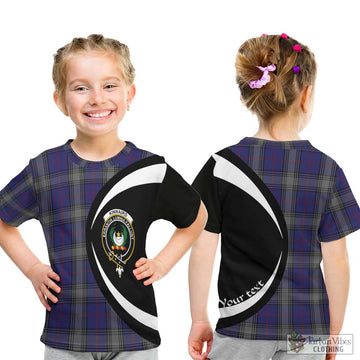 Kinnaird Tartan Kid T-Shirt with Family Crest Circle Style