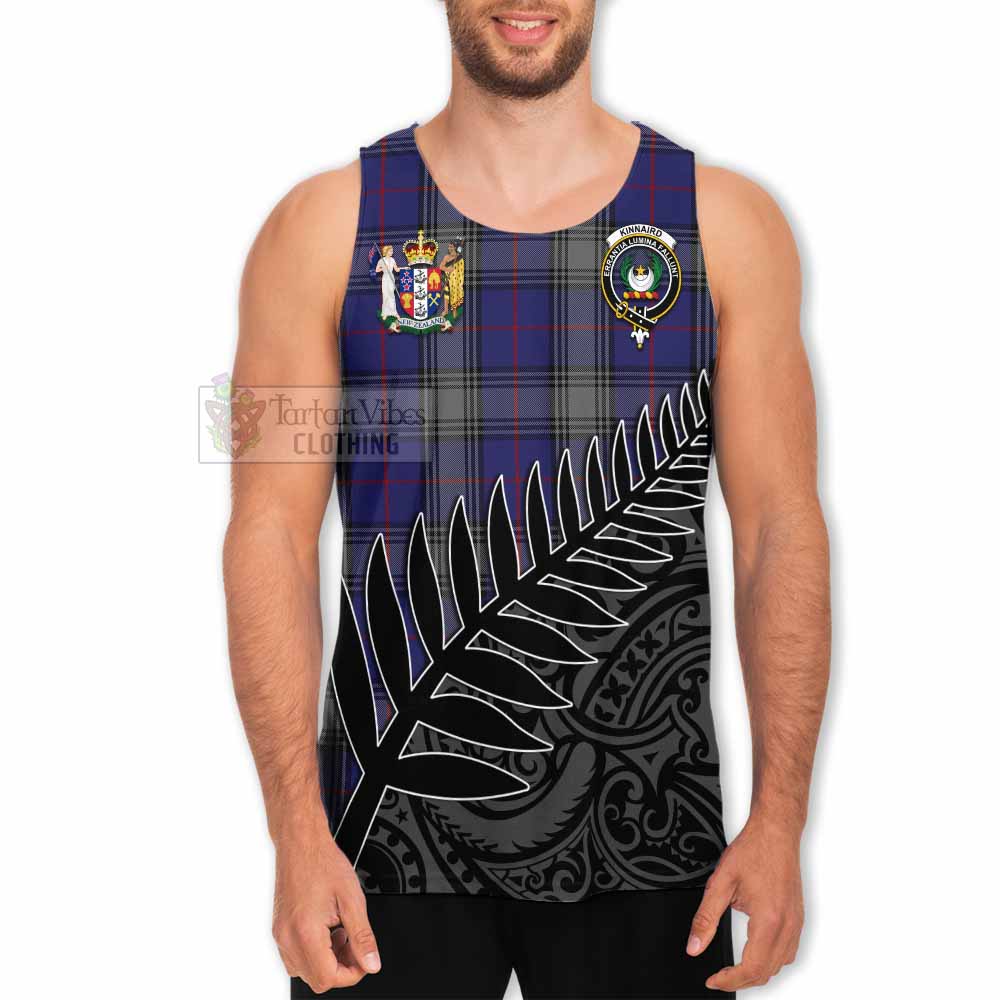 Tartan Vibes Clothing Kinnaird Crest Tartan Men's Tank Top with New Zealand Silver Fern Half Style