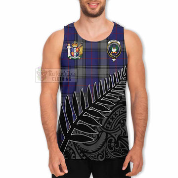 Kinnaird Crest Tartan Men's Tank Top with New Zealand Silver Fern Half Style