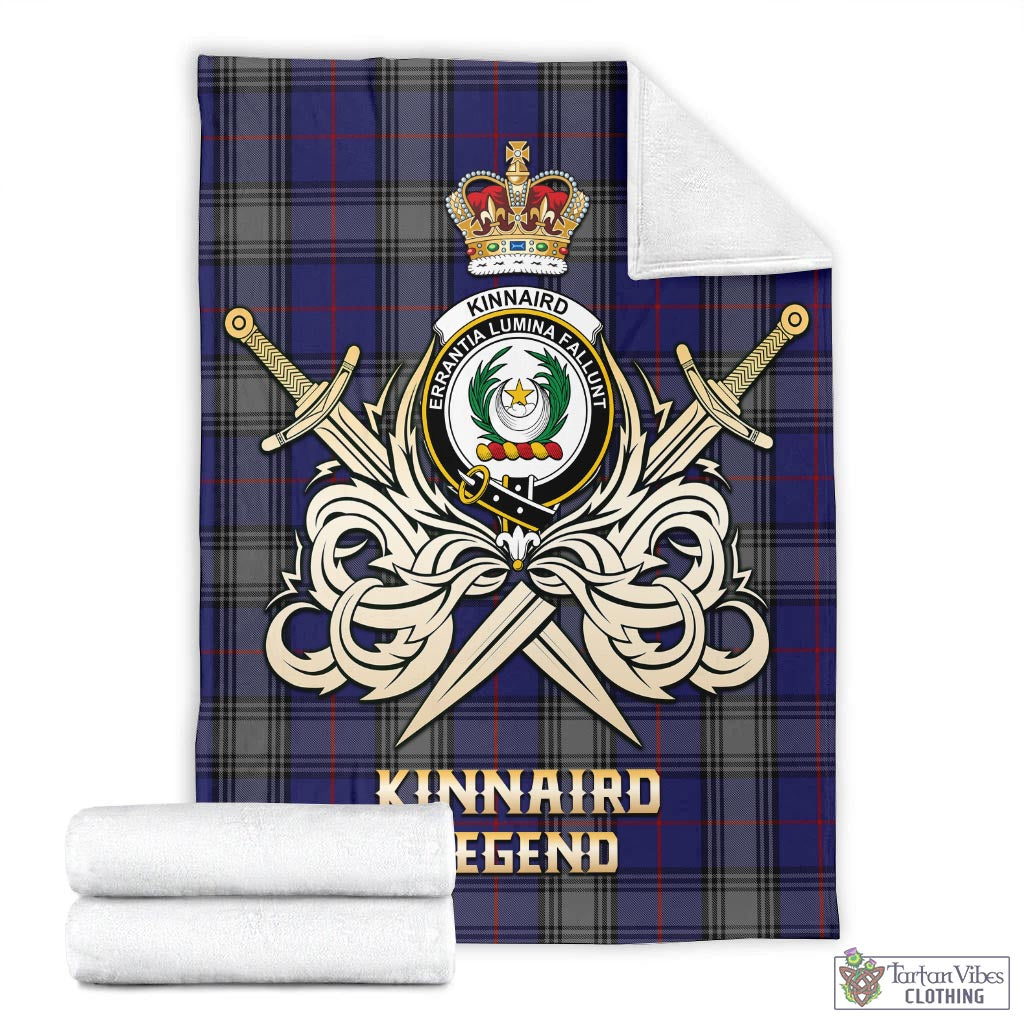 Tartan Vibes Clothing Kinnaird Tartan Blanket with Clan Crest and the Golden Sword of Courageous Legacy