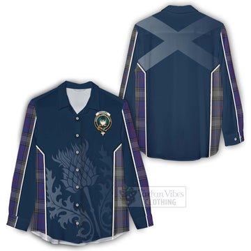 Kinnaird Tartan Women's Casual Shirt with Family Crest and Scottish Thistle Vibes Sport Style