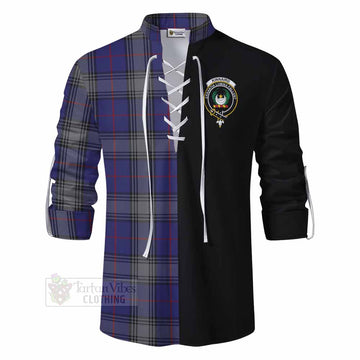 Kinnaird Tartan Ghillie Kilt Shirt with Family Crest and Half Of Me Style