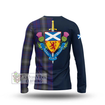 Kinnaird Tartan Long Sleeve T-Shirt Alba with Scottish Lion Royal Arm Half Style