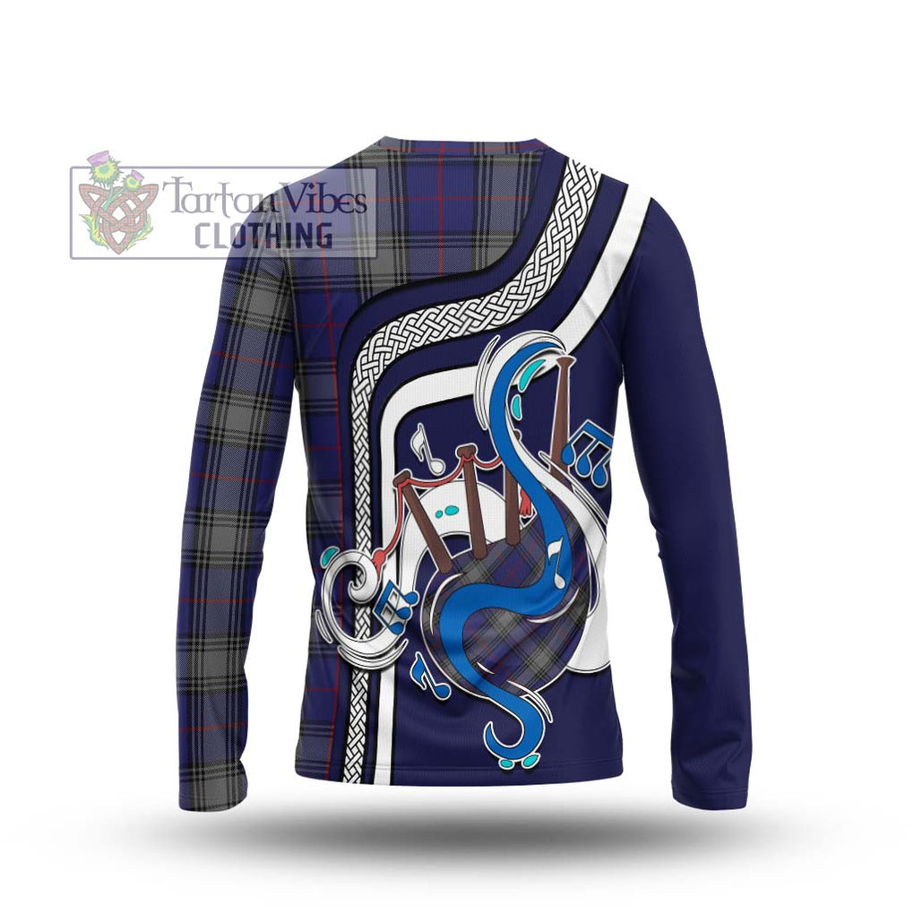 Tartan Vibes Clothing Kinnaird Tartan Long Sleeve T-Shirt with Epic Bagpipe Style