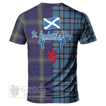 Kinnaird Tartan T-Shirt Happy St. Andrew's Day Half Tartan Style