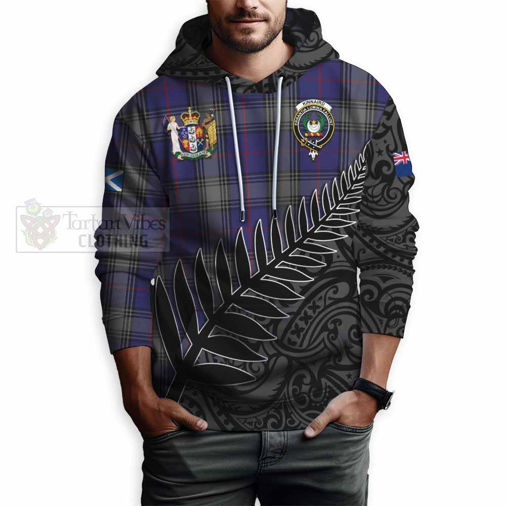 Tartan Vibes Clothing Kinnaird Crest Tartan Hoodie with New Zealand Silver Fern Half Style