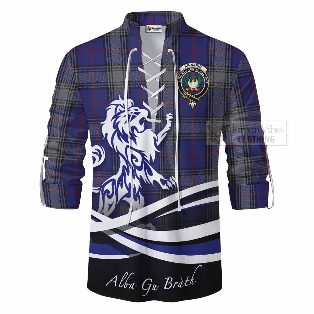 Tartan Vibes Clothing Kinnaird Tartan Ghillie Kilt Shirt with Alba Gu Brath Regal Lion Emblem