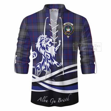 Kinnaird Tartan Ghillie Kilt Shirt with Alba Gu Brath Regal Lion Emblem