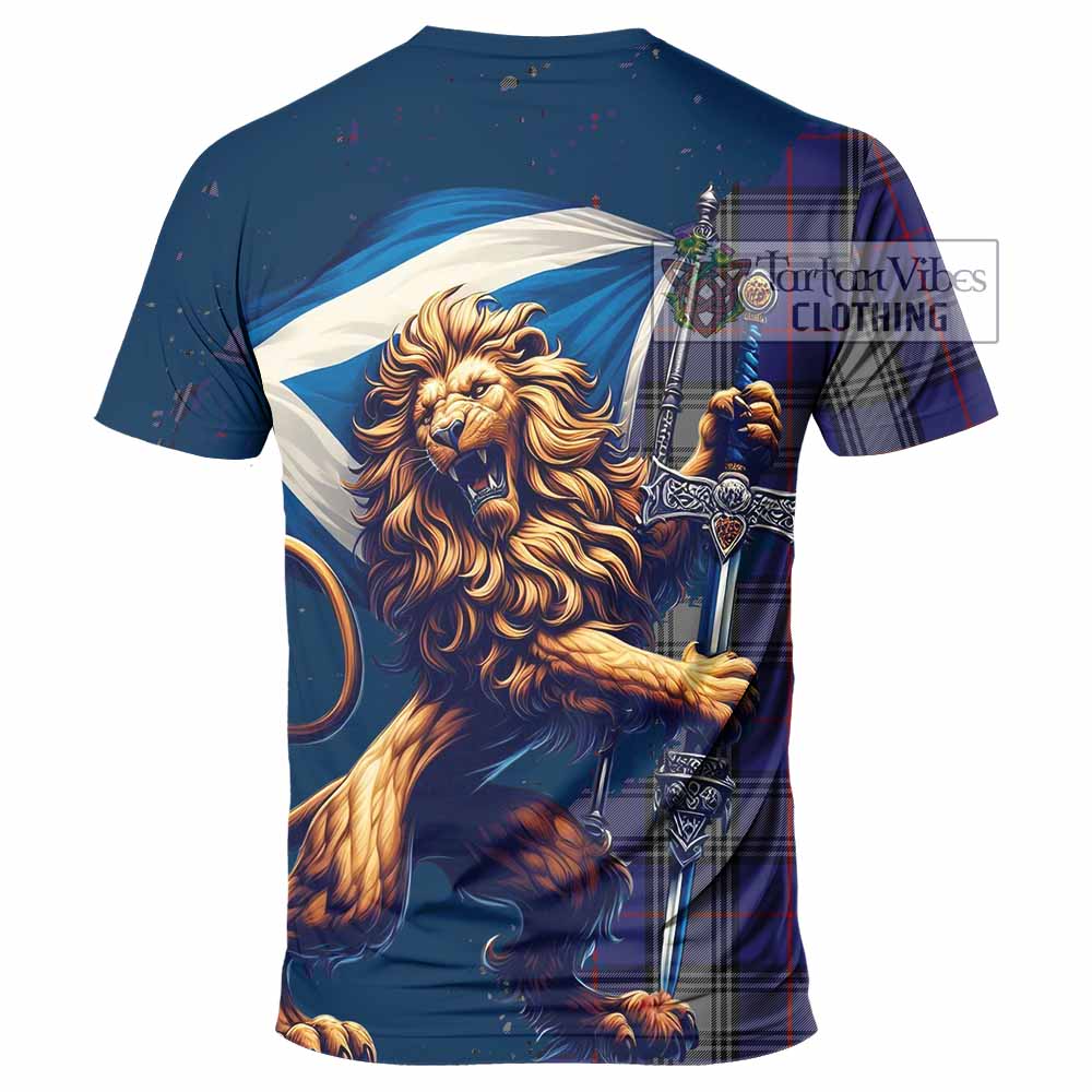 Tartan Vibes Clothing Kinnaird Tartan Family Crest T-Shirt with Scottish Majestic Lion