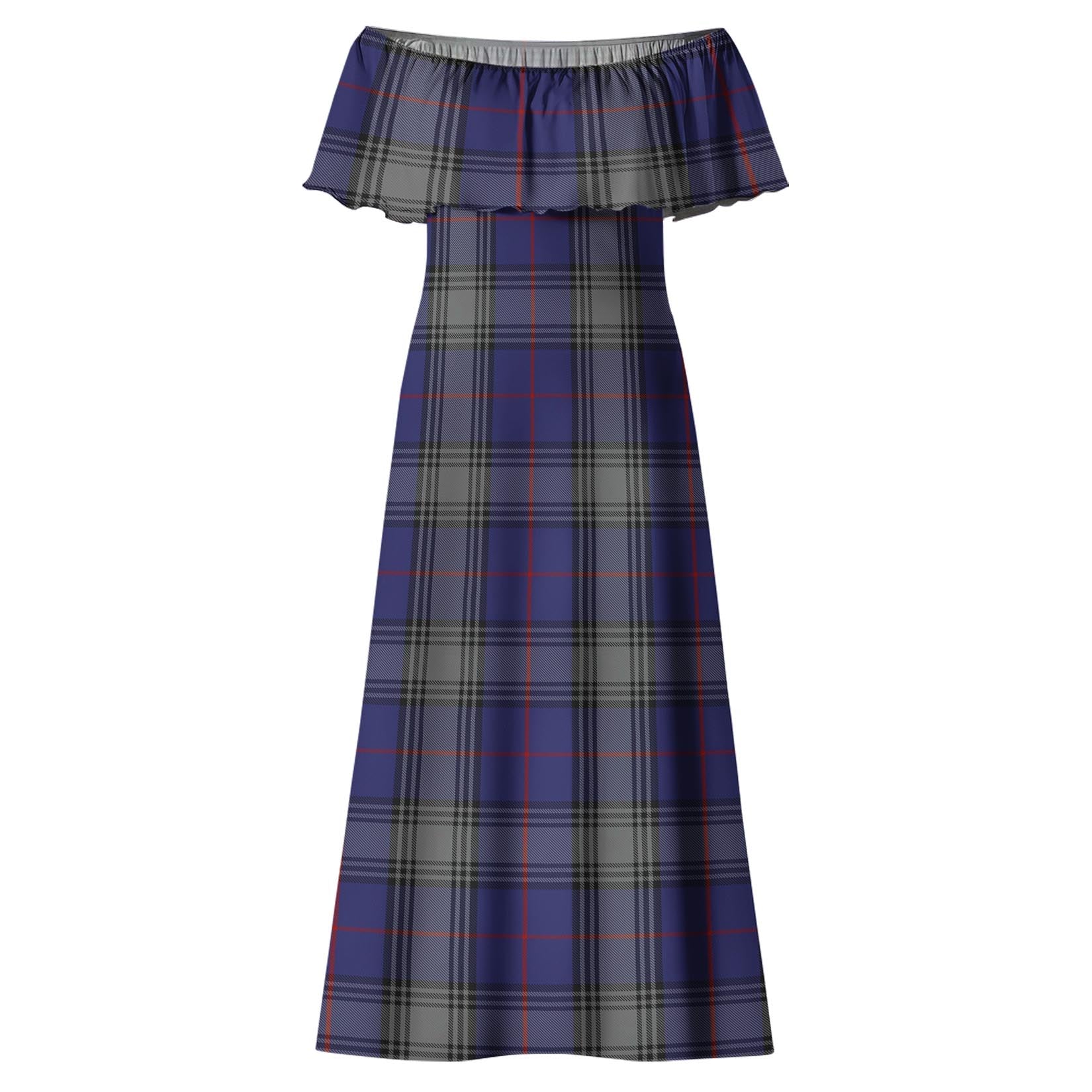 Kinnaird Tartan Off Shoulder Long Dress - Tartanvibesclothing