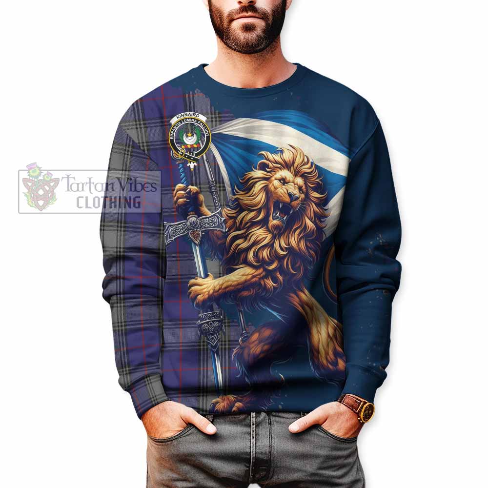 Tartan Vibes Clothing Kinnaird Tartan Family Crest Sweatshirt with Scottish Majestic Lion