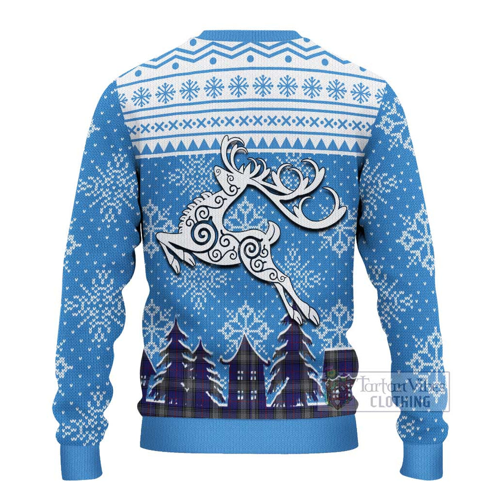 Tartan Vibes Clothing Kinnaird Clan Christmas Ugly Sweater with Tartan and Celtic Raindeer Style