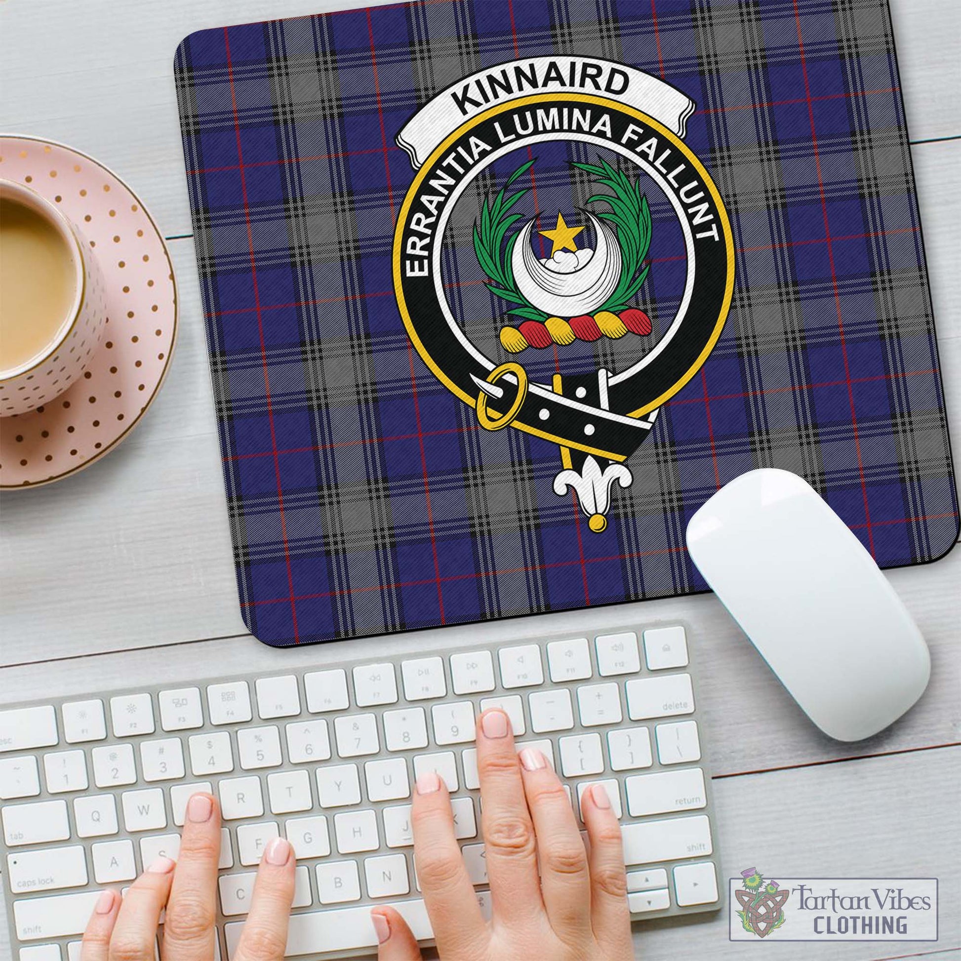 Tartan Vibes Clothing Kinnaird Tartan Mouse Pad with Family Crest