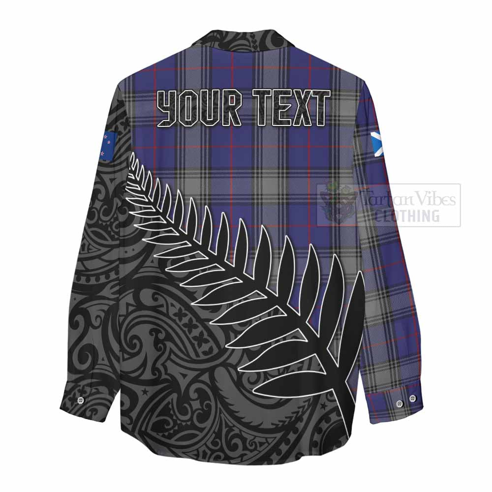 Tartan Vibes Clothing Kinnaird Crest Tartan Women's Casual Shirt with New Zealand Silver Fern Half Style