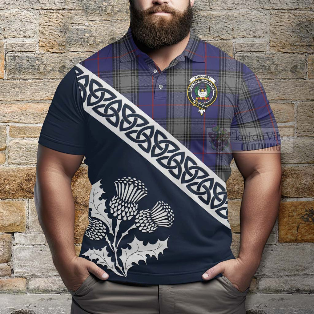 Kinnaird Tartan Polo Shirt Featuring Thistle and Scotland Map