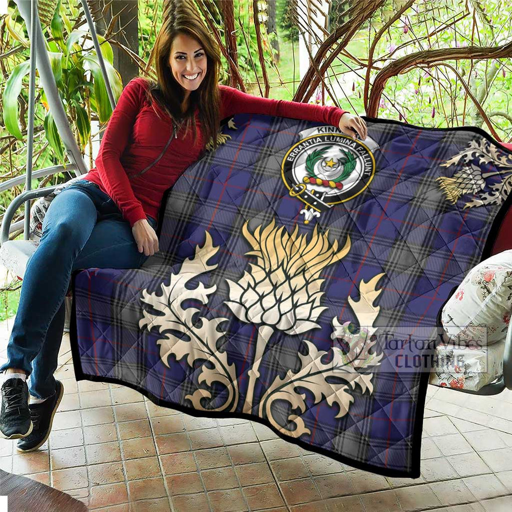 Tartan Vibes Clothing Kinnaird Tartan Quilt with Family Crest and Golden Thistle Style