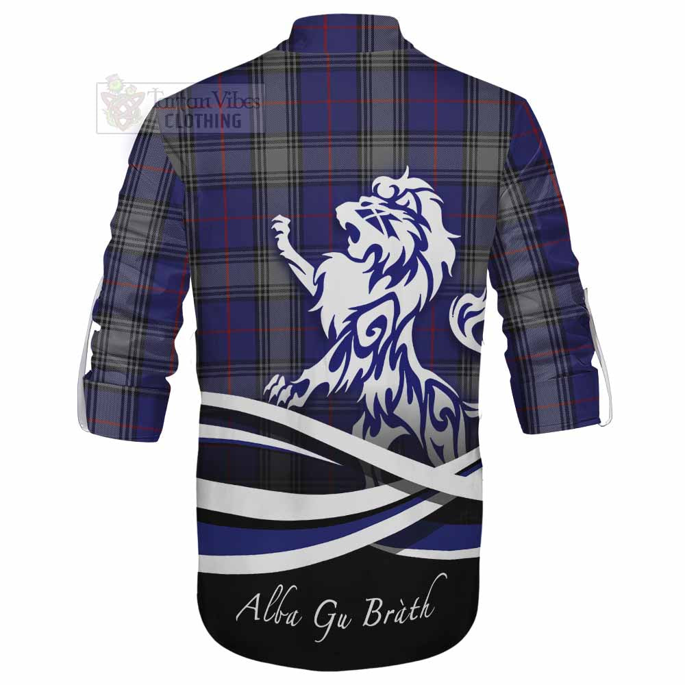 Tartan Vibes Clothing Kinnaird Tartan Ghillie Kilt Shirt with Alba Gu Brath Regal Lion Emblem