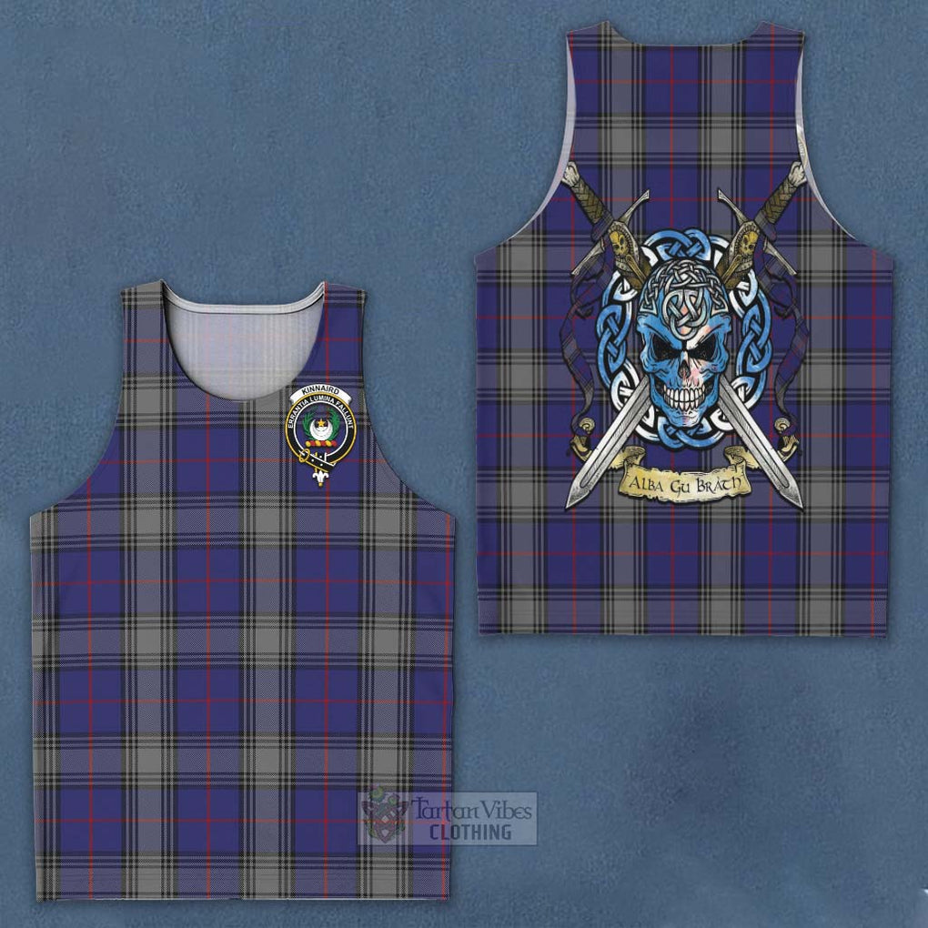 Tartan Vibes Clothing Kinnaird Tartan Men's Tank Top with Family Crest Celtic Skull Style