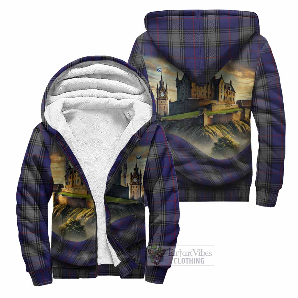 Kinnaird Tartan Family Crest Sherpa Hoodie with Scottish Ancient Castle Style Unisex - Tartan Vibes Clothing