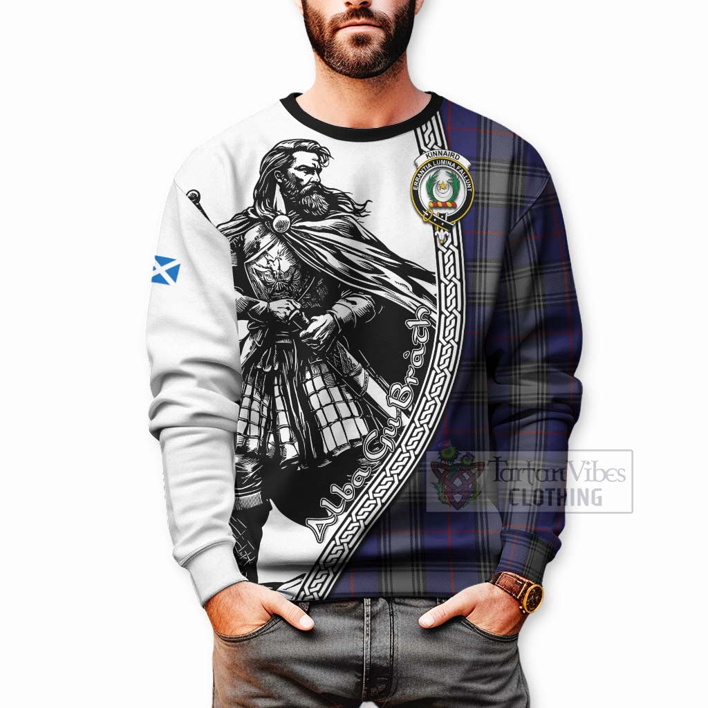 Tartan Vibes Clothing Kinnaird Tartan Clan Crest Sweatshirt with Highlander Warrior Celtic Style