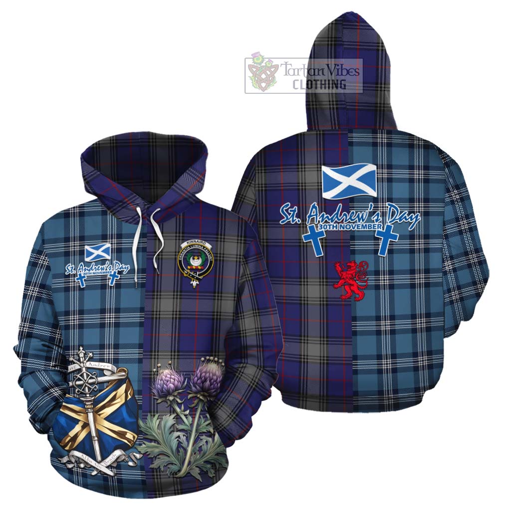 Tartan Vibes Clothing Kinnaird Tartan Cotton Hoodie Happy St. Andrew's Day Half Tartan Style