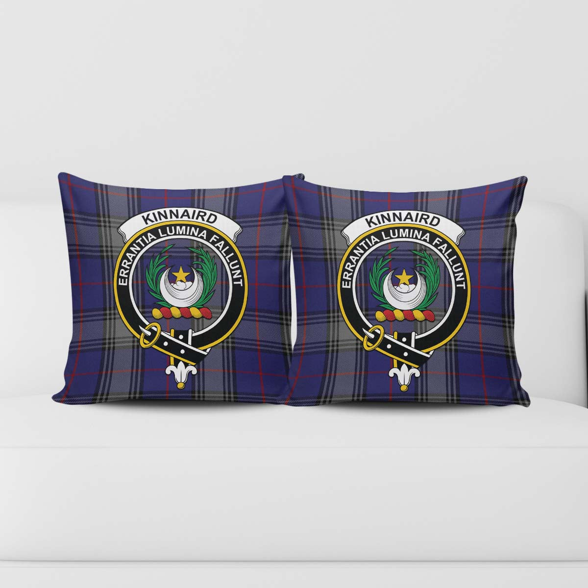 Kinnaird Tartan Pillow Cover with Family Crest - Tartanvibesclothing