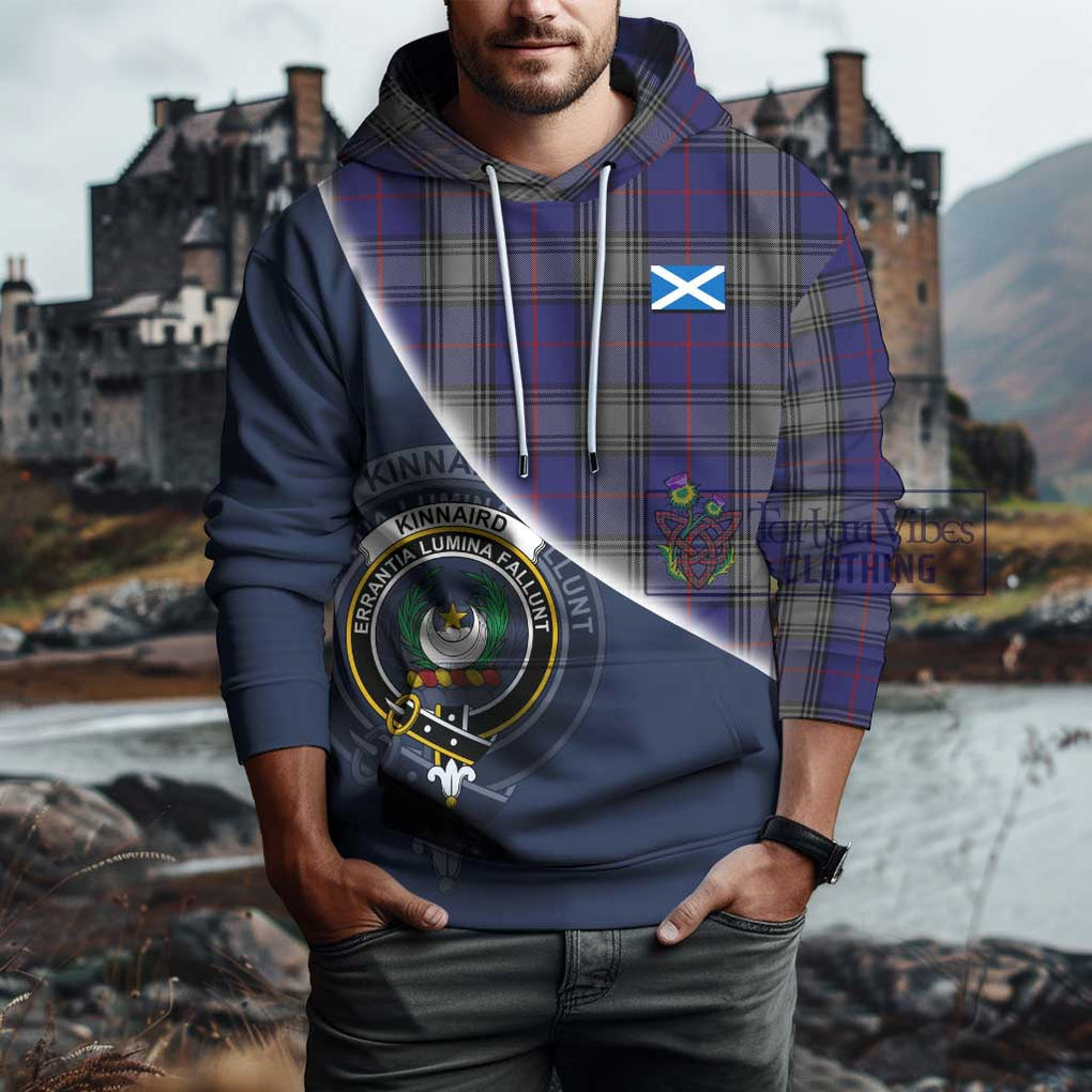 Kinnaird Tartan Hoodie with Personalised National Flag and Family Crest Half Style - Tartanvibesclothing Shop