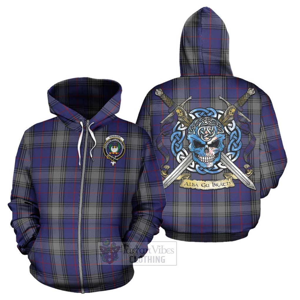 Tartan Vibes Clothing Kinnaird Tartan Hoodie with Family Crest Celtic Skull Style