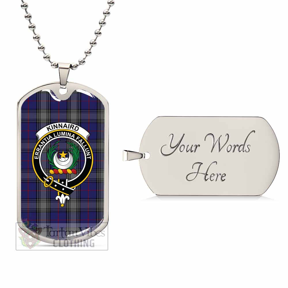 Tartan Vibes Clothing Kinnaird Tartan Dog Tag Necklace with Family Crest