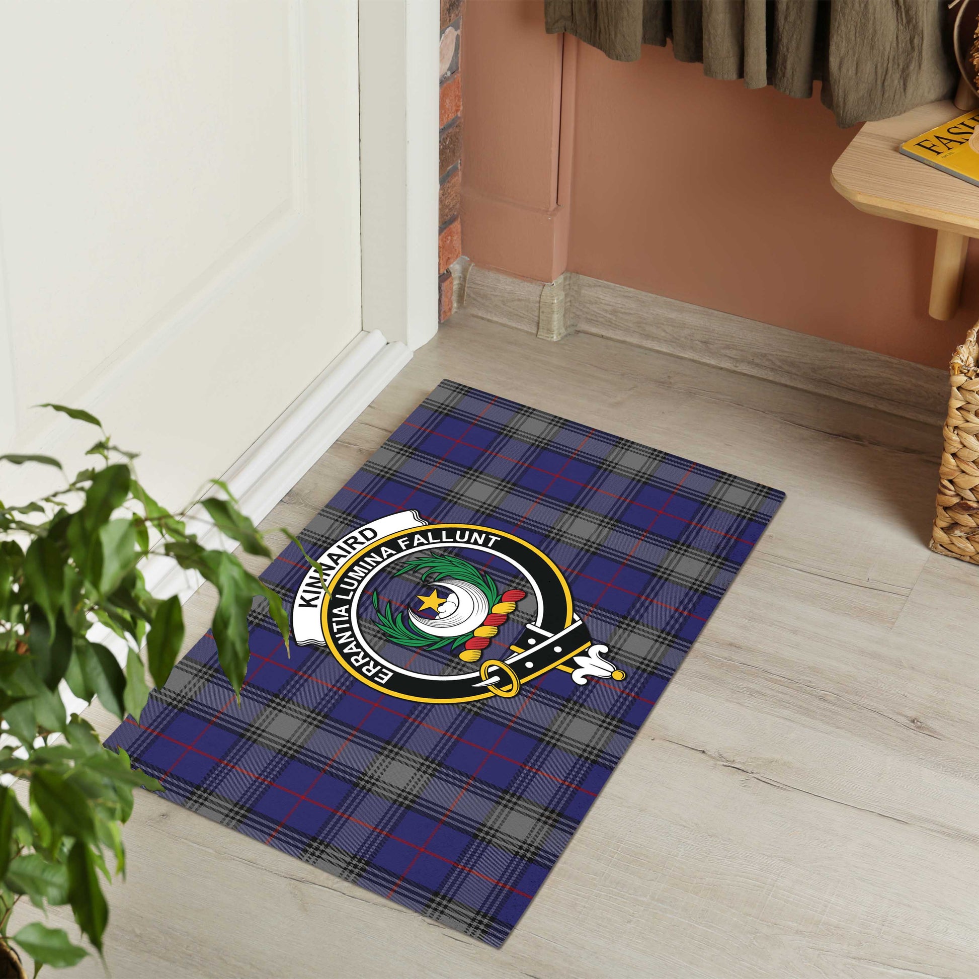 Kinnaird Tartan Door Mat with Family Crest - Tartanvibesclothing