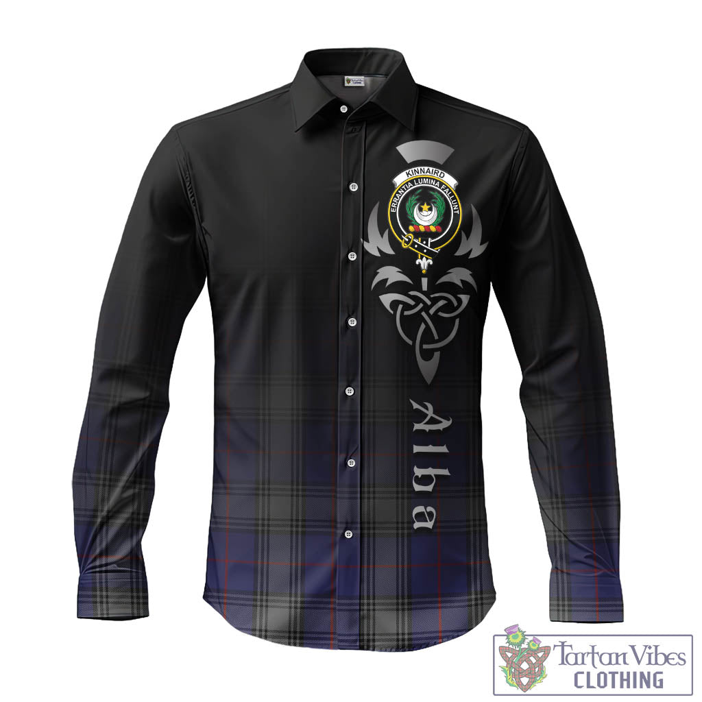 Tartan Vibes Clothing Kinnaird Tartan Long Sleeve Button Up Featuring Alba Gu Brath Family Crest Celtic Inspired