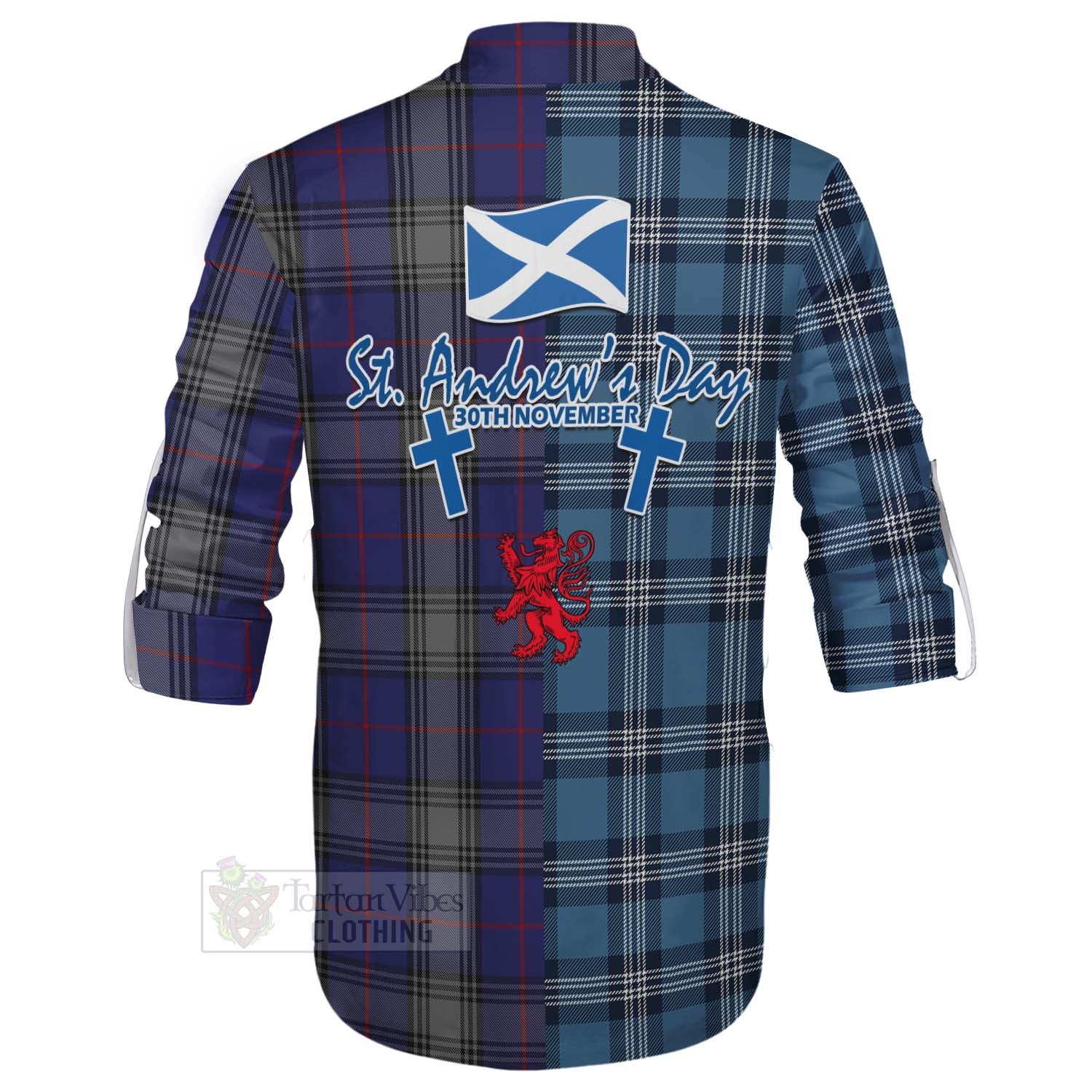 Tartan Vibes Clothing Kinnaird Tartan Ghillie Kilt Shirt Happy St. Andrew's Day Half Tartan Style