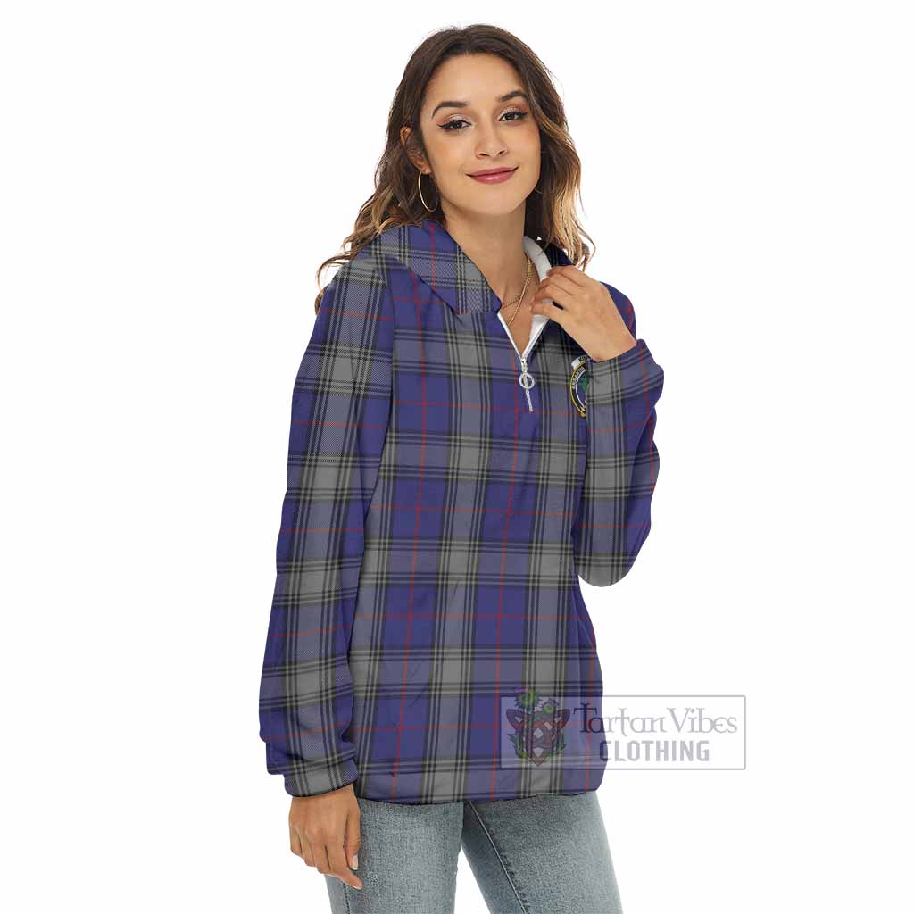 Tartan Vibes Clothing Kinnaird Tartan Crest Women's Borg  Half Zip Fleece Hoodie