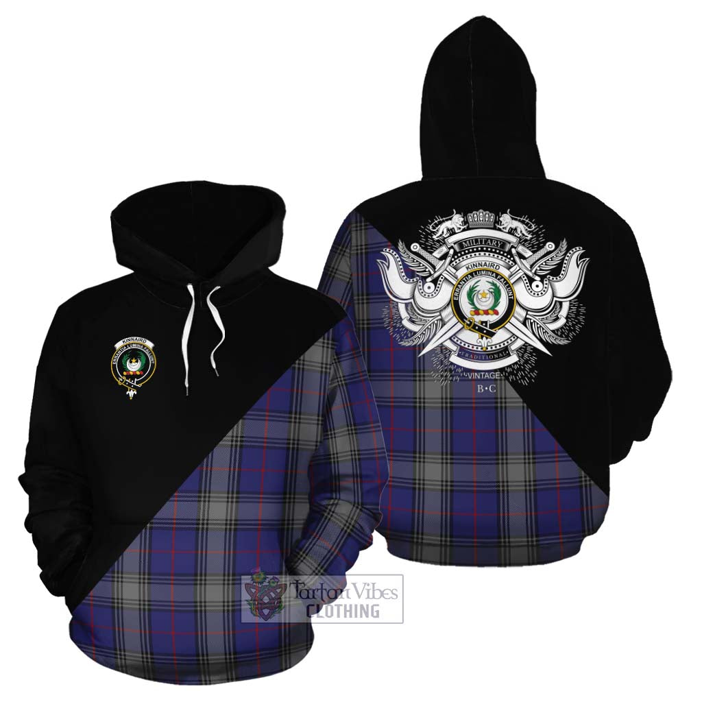 Tartan Vibes Clothing Kinnaird Tartan Cotton Hoodie with Family Crest and Military Logo Style