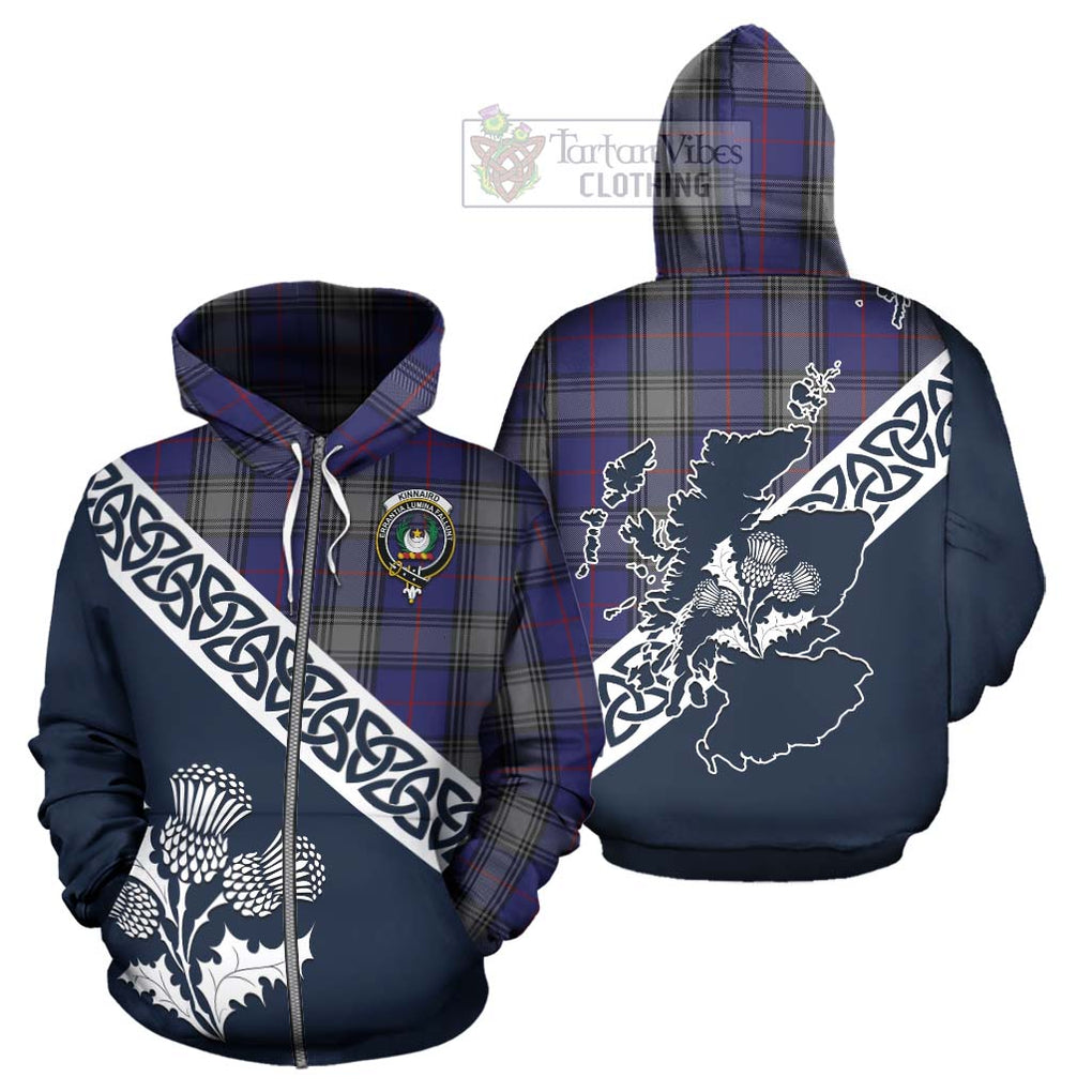 Tartan Vibes Clothing Kinnaird Tartan Hoodie Featuring Thistle and Scotland Map