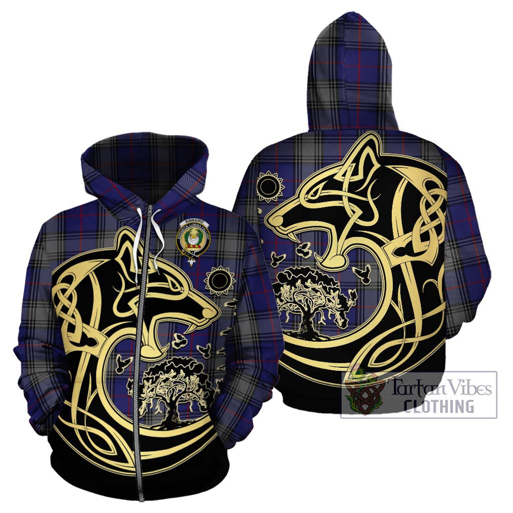 Kinnaird Tartan Hoodie with Family Crest Celtic Wolf Style - Tartan Vibes Clothing