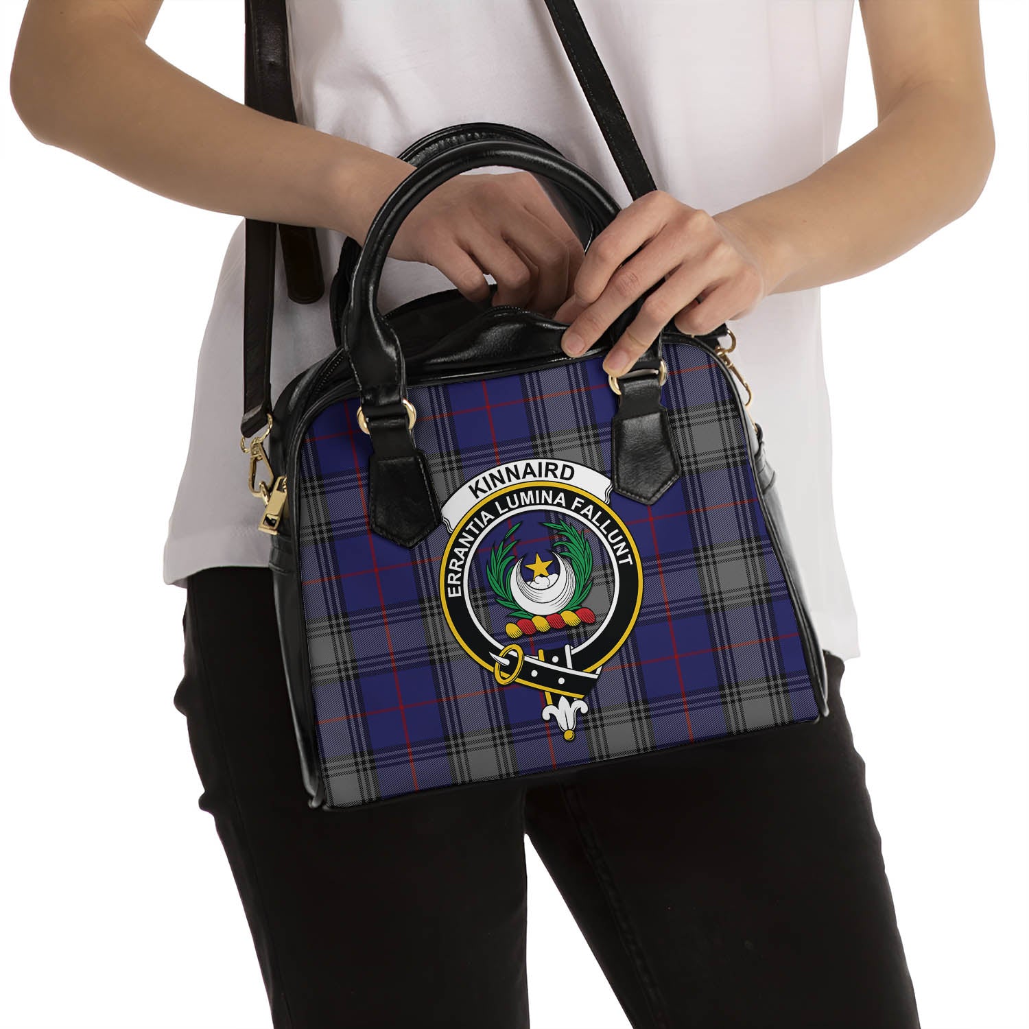 Kinnaird Tartan Shoulder Handbags with Family Crest - Tartanvibesclothing