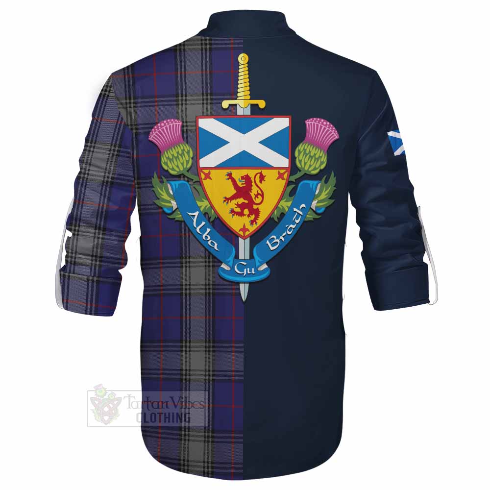 Kinnaird Tartan Ghillie Kilt Shirt Alba with Scottish Lion Royal Arm Half Style