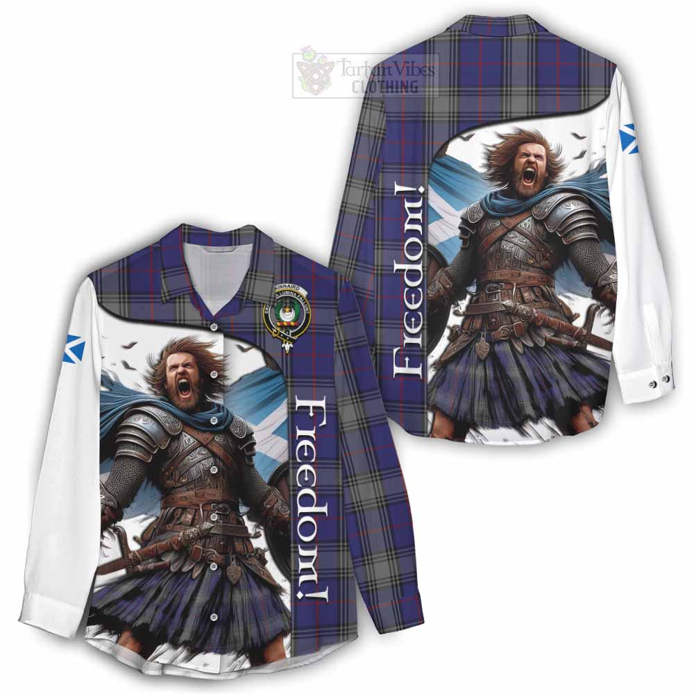 Tartan Vibes Clothing Kinnaird Crest Tartan Women's Casual Shirt Inspired by the Freedom of Scottish Warrior