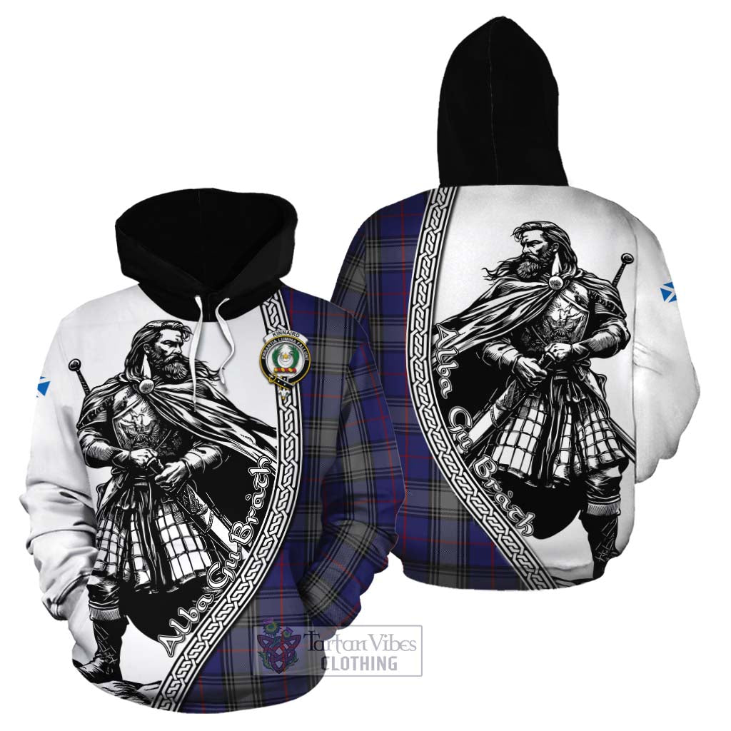 Tartan Vibes Clothing Kinnaird Tartan Clan Crest Cotton Hoodie with Highlander Warrior Celtic Style