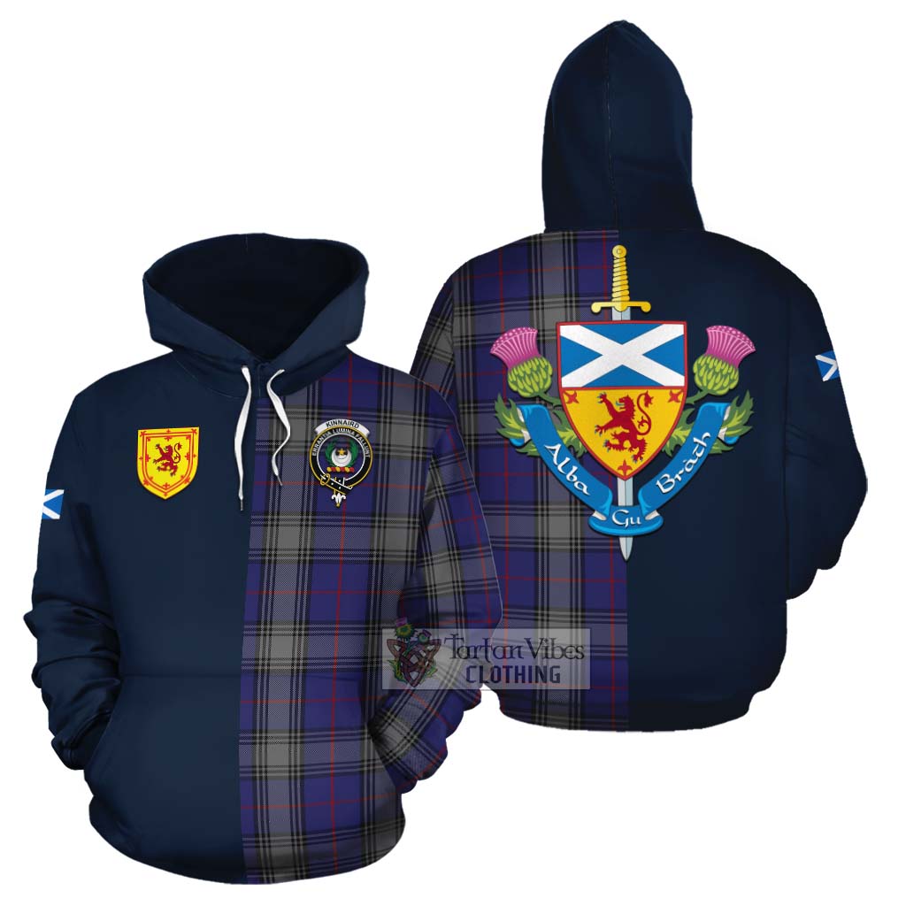 Tartan Vibes Clothing Kinnaird Tartan Cotton Hoodie Alba with Scottish Lion Royal Arm Half Style