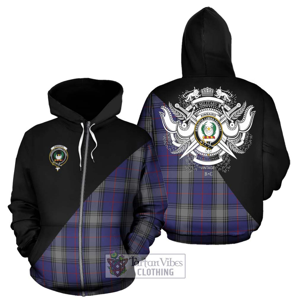 Kinnaird Tartan Hoodie with Family Crest and Military Logo Style - Tartanvibesclothing Shop