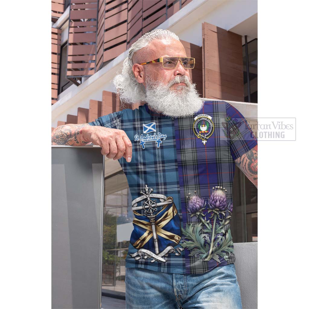 Tartan Vibes Clothing Kinnaird Tartan Cotton T-shirt Happy St. Andrew's Day Half Tartan Style