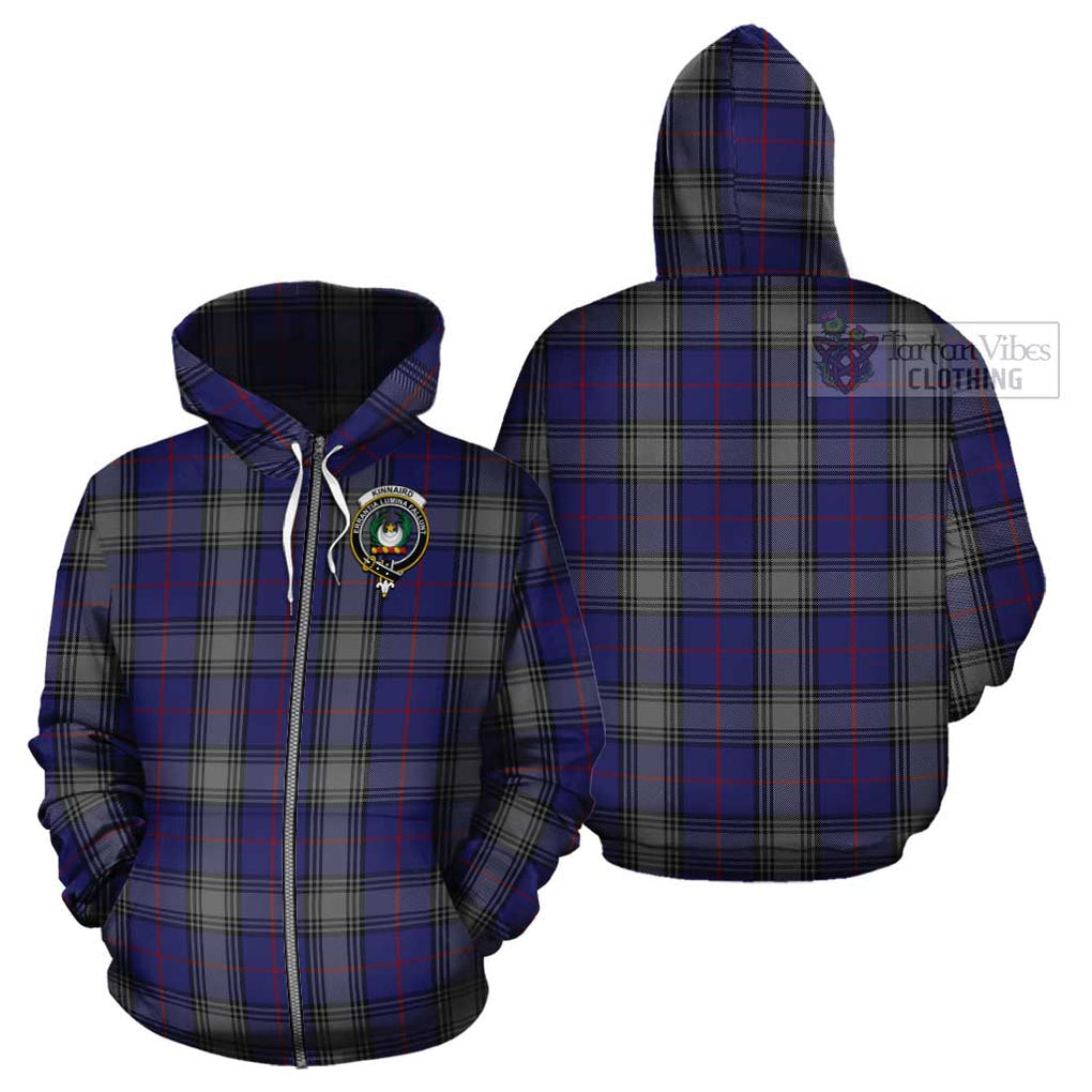 Kinnaird Tartan Cotton Hoodie with Family Crest Zip Hoodie - Tartan Vibes Clothing