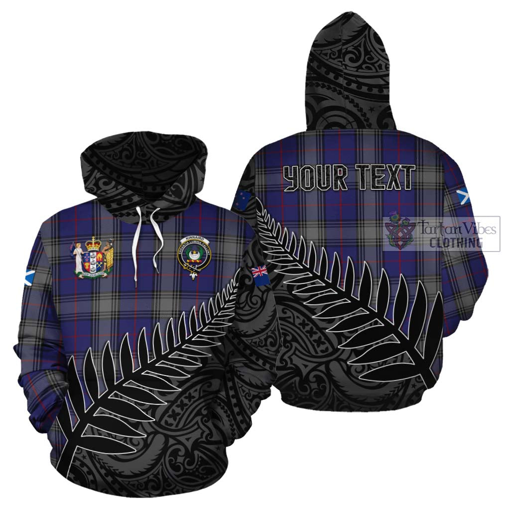 Tartan Vibes Clothing Kinnaird Crest Tartan Cotton Hoodie with New Zealand Silver Fern Half Style