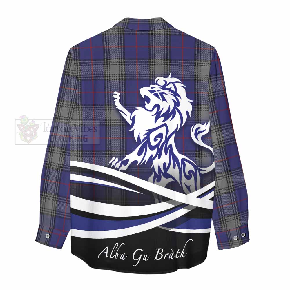 Tartan Vibes Clothing Kinnaird Tartan Women's Casual Shirt with Alba Gu Brath Regal Lion Emblem